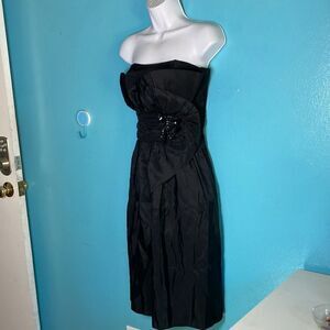 Gunne Sax Vintage Formal Strapless Black Taffeta Dress 33B 26W 40H